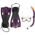 Taucherbrille CRUZ "Cebu" Gr. L, lila (dunkellila), Sportbrillen, L/XL, mit Flossen, Schnorchel und Taucherbrille