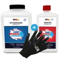Epoxidharz mit Härter | 2,25kg GfK set | Profi Qualität glasklar & geruchsarm | Gießharz für Holz + Schutzhandschuhe