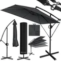 KESSER Ampelschirm Holly Sonnenschirm Rechteckig mit und ohne LED Solar inkl. Abdeckung + Windsicherung mit Kurbel Kurbel-Schirm mit Ständer UV-Schutz Aluminium Wasserabweisend Ø350cm Gartenschirm