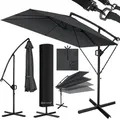 KESSER® Ampelschirm Holly Sonnenschirm Rechteckig mit und ohne LED Solar inkl. Abdeckung + Windsicherung mit Kurbel   Kurbel-Schirm mit Ständer UV-Schutz Aluminium Wasserabweisend Ø350cm Gartenschirm