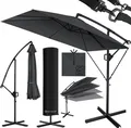 KESSER® Ampelschirm Holly Sonnenschirm Rechteckig mit und ohne LED Solar inkl. Abdeckung + Windsicherung mit Kurbel | Kurbel-Schirm mit Ständer UV-Schutz Aluminium Wasserabweisend Ø350cm Gartenschirm