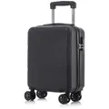 Koffer Trolley Reisekoffer Suitcase, Rollkoffer Handgepäck ,mit 4 Rollen360°, Hartschalenreisekoffer, Zahlenschloss, Weicher Gummigriff (S,Schwarz) - Schwarz