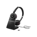 Jabra Evolve 75 UC Wireless Stereo On-Ear Headset – Unified Communications zertifizierte Kopfhörer mit Langer Akkulaufzeit und Ladestation– USB Bluetooth Adapter – Schwarz
