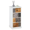 CARO-Möbel Kommode CARA mit 4 farbig verzierten Schubladen, Schubladenregal in Vintage Optik, kleines Shabby Standregal