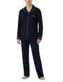 Schiesser Herren Schlafanzug Lang Mit Knöpfen Wärmere Baumwolle - Fein Interlock Pyjamaset, Dunkelblau_179296, 60 Große Größen EU