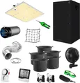 Canna4Home GrowBox Komplettset 60 x 60 x 180 cm schwarz Anbau Set Gewächshaus mit dimmbarer LED Vollspektrum Grow-Lampe, mit Abluftset, Pflanztöpfe
