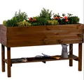 Großes Hochbeet mit Ablage inkl. Pflanzfolie Dunkelbraun Pflanzbeet Garten Beet