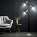 Stehleuchte Wohnzimmerlampe Spotleuchte 3 Flammig GU10 verstellbar Metall silber
