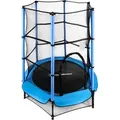 Kindertrampolin 140 cm – Mit Sicherheitsnetz, bis 45 kg, Indoor & Outdoor, Freizeit-Trampolin mit Netz - Blau/Schwarz