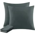 Kissenbezug 80x80cm Mikrofaser 2er Set Anthrazit Reißverschluss atmungsaktiv