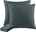 Kissenbezug 80x80 2er Set - Kopfkissenbezug 80 x 80 Anthrazit mit Reißverschl...