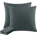 Kissenbezug 80x80 2er Set - Kopfkissenbezug 80 x 80 Anthrazit mit Reißverschl...