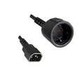 InLine® Netz Adapter Kabel, Kaltgeräte C14 auf Schutzkontakt Buchse, für USV, 1m