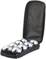 PEARL Boule Kugeln: Boule- & Boccia-Spiel: 8 Metall-, 1 Holz-Kugel, Abstandsmesser, Tasche (Boccia Kugeln Metall, Set 8, Kinder Geschenkideen)