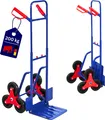 Klappbarer Treppensteiger ODIN mit pannensicherer Vollgummibereifung | Traglast 200kg  | HxBxT 111x60x43cm | Blau | Treppensackkarre Transportkarre Staplerkarre