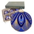 Krebs Glas Lauscha Weihnachtskugeln Pfau 6er-Set 8cm
