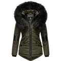 Navahoo Damen Winterjacke Nirvana – Warm, Mit Pompösem Kunstfellkragen & Teddyfellfutter