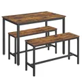Esstisch mit 2 Bänken, 3erSet, Küchentisch 70 x 110 x 75 cm, 2 Bänke je 30 x ...