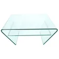 invicta INTERIOR Moderner Glas Couchtisch FANTOME 70cm Trapez mit Ablage transparent Glastisch Wohnzimmertisch Tisch