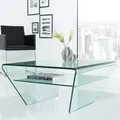 Moderner Design Glas Couchtisch FANTOME 70cm Trapez transparent Wohnzimmertisch