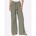 Webhose HEINE, Damen, Gr. 50, Normalgrößen, grün (khaki), 70% Lyocell, 30% Leinen, unifarben, lang, Hosen