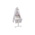 Baby Wiege Kinder Bett Stubenwagen Beistellbett + 9 tlg. Zubehör Weiß / Beige