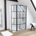 Duschwand MARWELL in modernem Design 90 + 40 x 195 cm - Trennwand aus Glas mit matt schwarzen Wandprofil - mit Einscheibensicherheitsglas