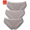 LASCANA Bikinislip (3er-Pack) aus elastischer Baumwolle mit weicher Spitze beige 36/38