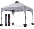 ABCCANOPY 3x3M Pavillon wasserdicht Pop-Up Gartenpavillon Festival Sonnenschutz Outdoor Pavillon mit Rolltragetasche Bonus 4X Gewicht Taschen, 4X Seile 4X Pfähle, Grau