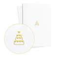 Diese-Klappkarten 2er Set Glückwunschkarten Edel zur Hochzeit oder Jahrestag mit in Gold geprägter Hochzeitstorte auf strukturiertem Papier, Hochzeitskarte, Wedding Card Neutral, E18