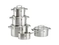 Zwilling Kochtopfset Vitality, Edelstahl, Metall, 5-teilig, 16 cm,20 cm,16 cm, 2 L,3.5 L,6 L,3 L,1.5 L, Messskala, hitzebeständige Griffe, breiter Schüttrand, geschmacksneutral, Sandwichboden, optimale Wärmeverteilung, Kochen, Töpfe, Topfsets