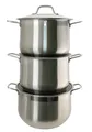 Edelstahl Kochtopf 6-tlg silber  Glasdeckel 28cmx13,5 L / 30cmx16 L / 32cmx19L