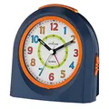 Atrium Kinderwecker Jugendwecker Analog Quarz mit Licht, Snooze & schleichende Sekunde - leise ohne Ticken - Lernwecker für Jungen & Mädchen - Geschenk Schule & Geburtstag Dunkelblau Orange A921-5