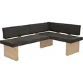 Eckbank/Sitzecke Linn - links rechts montierbar - Webstoff Braun - Holzdekor Eiche - 300kg belastbar - Braun