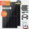 Balkonkraftwerk 1000 W / 800 W Bifazial Photovoltaik Solaranlage Steckerfertig WIFI Smarte Mini-PV Anlage 800 Watt genehmigungsfrei, Schwarz