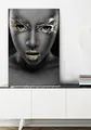 Acrylglasbild "Behdeti", Frau-Gemälde-Frau-Bilder von Frauen-Mode-Modern-Fashion-Magazincover, (1 St.), von Hand eingearbeitete Blattgold Applikationen Farbe Bild(er): schwarz/goldfarben B/H: 50 cm x 75 cm