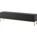 Selsey TV-Lowboard Bemmi 175 cm Schwarz mit Goldenen Beinen
