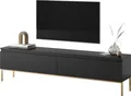 Selsey Bemmi - TV-Lowboard Schwarz mit goldenen Füßen, 175 cm