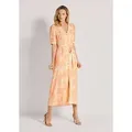 MADELEINE Maxikleid Durchgeknöpftes Sommerkleid mit floralem Print rot 36