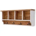 Design Delights Wandgarderobe, Weiß, Holz, Echtholz,Recyclingholz, Vintage, 70x27x11 cm, Garderobe, Garderobenleisten & Garderobenhaken