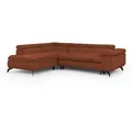 S-Style Möbel Ecksofa, Terracotta, Metall, Teilmassiv, Echtholz,Birke, Buche, 4-Sitzer, L-Form, Ottomane links, 275x210 cm, Blauer Engel, FSC Mix, Oeko-Tex®, Hergestellt in Europa, Wohnzimmer, Sofas & Couches, Wohnlandschaften, Ecksofas