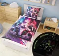 Glow in the Dark Bettwäsche leuchtend + 10 SPIELE Kinderbettwäsche 135x200 Auto Bettwäsche Rennauto