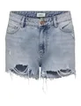 ONLY Damen Denim Jeans Shorts | Kurze Bermuda Sommer Hose | High Waist Destroyed Pants ONLPACY, Farben:Blau, Größe:S