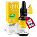 N1 Vitamin D3 K2 – Kombination für Immunsystem, Knochen & Muskeln, unterstützt die Calciumaufnahme & tägliche Versorgung, D3 + K2 Tropfen
