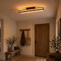 Lightbox LED Deckenlampe mit Holzbalken - moderne Deckenleuchte mit BlitzMuster - Lampe Wohnzimmer, Schlafzimmer, Küche & Flur- inkl. LED