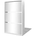 vidaXL Schuhschrank mit 3 Fächern Spiegel Weiß 63x17x102,5 cm 243048
