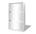 vidaXL Schuhschrank Schuhregal mit 3 Fächern Spiegel Weiß 63x17x102,5 cm