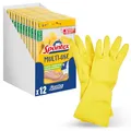 Spontex Multi Use, 12 Paar Haushaltshandschuhe mit Frischeschutz und FSC-Naturlatex, innen mit Baumwollbeflockung, Größe L (12 x 1 Paar)