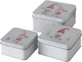 CasaJame 3er Set Metall Keksdose Plätzchendose eckig Wichtel Kinder sortiert V21