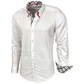 Baxboy Langarmhemd Baxboy Herren Hemd Kentkragen Hemden Slim Fit Anzug Kontrasten B 507 weiß M